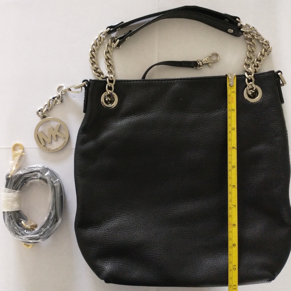 Michael Kors Black Leather Chain Shoulder & Crossbody Bag - Picture 2 of 11